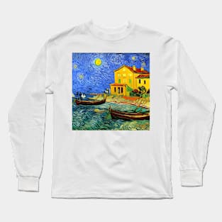 Italy Seaside in Van Gogh Style Long Sleeve T-Shirt